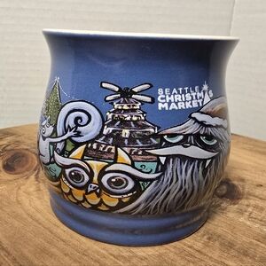 Seattle Christmas Market Souvenir Mug Art By Henry Rare 2024 8oz Cup Sasquatch